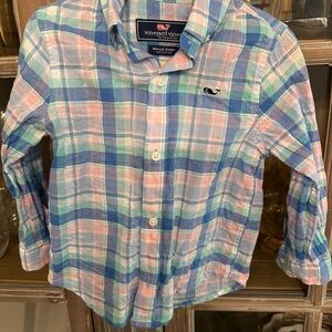 Vineyard Vines Toddler Boys Plaid Shirt - Blue, Pink, and Green